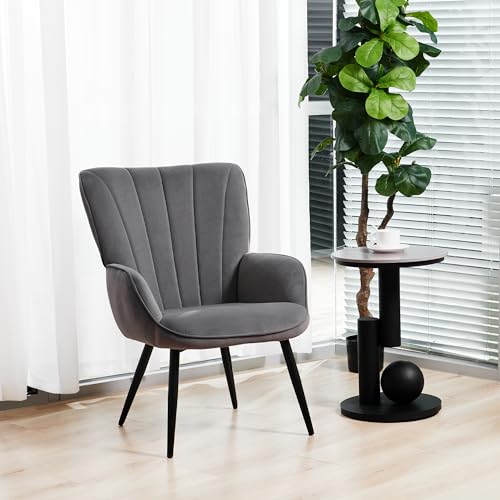 Primezone Velvet Accent Chair Set Of 2 - Mid Century Modern Living Room Chair Upholstered Reading Chair With Metal Legs & Wing Side thumb #1