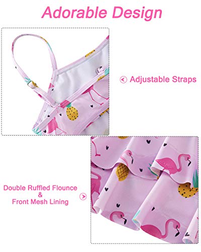 Tuonroad Cute Yellow Pineapple Bathing Suits For Little Girls Funny Flamingo Two Pieces Bikini For Kids 6-7 Yers Light Pink Swimsuit Girls High Waisted Swim Bottoms Summer Beach Swimwear #TOP3