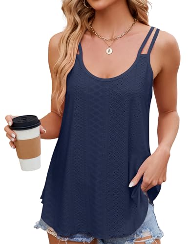 HANERDUN Camiseta Sin Mangas Mujer Camiseta Tirantes Suelta Blusa de Cuello Redondo Verano Top Sexy con Tirantes de Espagueti Cami Tank Top
