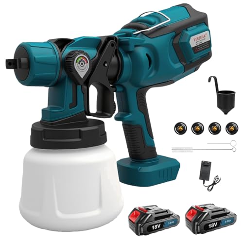 Système de pulvérisation de Peinture avec Batterie de 3000 mAh, 2 Pistolets de Peinture avec 4 Buses et 3 Modes de pulvérisation, réservoir de Peinture de 1000 ML, Pistolet à Peinture 80 DIN-s