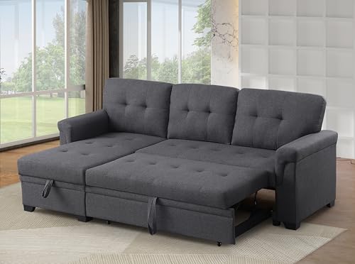 Ball & Cast L-Shape Reversible Sectional Sleeper Sofa Bed 4 in 1...