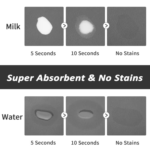 Pet Feeding Mat - Absorbent Dog Mat for Food and Water, No Stains Cat Bowl Mat, Easy to Clean Pet Placemats, Quick Dry Dog Water Dispenser Mat for Messy Drinkers | Paw Dark Grey 12"x 19" - Image 3