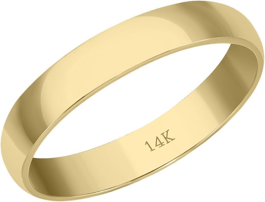 TimeLess Classics Solid 14K Yellow Gold Plain Wedding Band Available in 1MM-5MM Gold Jewelry For Men Women