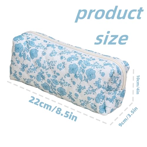 Image of Carry bloom Pencil Pouch Cute Pencil Case for Girls Aesthetic Pencil Bag with Zipper Pen Cases School Supplies Makeup Bag (10 floral bow)