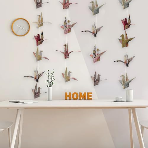 Image of Japanese Crane Paper Hanging Garlands, Origami Birds Streamers | Japanese Crane Blessed Garlandfor Bridal Shower, Baby Shower Birthday Party Supplies Garden Bedroom Ceiling Hanging Decor