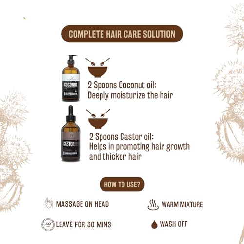 Image of CARAWAY Castor Oil 236 ml with Coconut Oil 236 ml Combo - Promotes Hair Growth