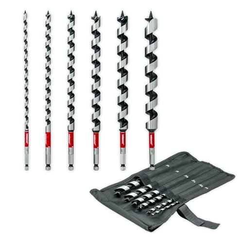 Auger Drill Bit Set for Wood, 6pcs 1/4