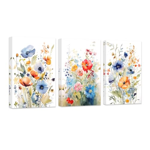 Aquarelle de fleurs sauvages colorées pour la décoration murale d'une chambre de fille
