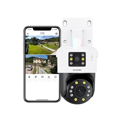 ZOSI Telecamera di Sorveglianza PoE a Doppio Obiettivo da 8 MP (4 MP+4 MP), Telecamera Esterna a 360°, Riconoscimento Personale AI e Tracciamento, Audio a 2 Vie, C298 Pro 4K-C298 1