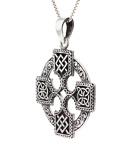 Royal Cross Celtic Knot Sterling Silver Pendant Necklace 18"2