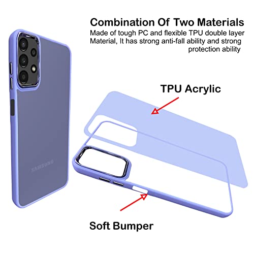 Image of A rtistque Frosted Translucent Back Cover Case for Samsung Galaxy M32 5G / A32 5G | Electroplated Chrome Ring | Raised Camera Edges for Protection | Smooth Sides TPU - Purple