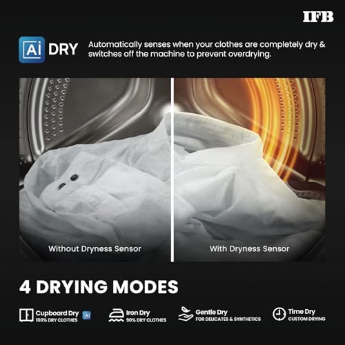 Image of IFB 9 /6 /3 kg Fully Automatic Washer Dryer Refresher with Steam Refresh, AI Powered, 100% Dry Clothes, 9 Swirl Wash Mimic Handwashing, WiFi & Eco Inverter Motor (WDR Executive ZMN, Mocha)