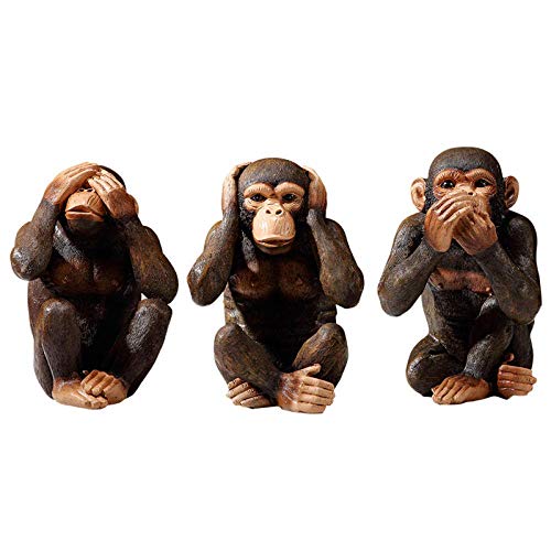 Trois singes sages statue rétro en résine pour un intérieur serein