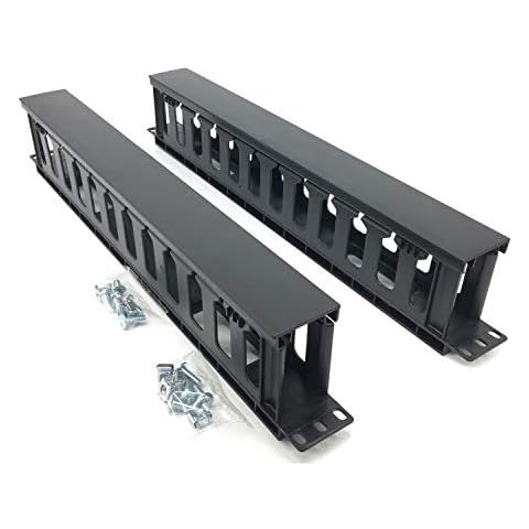 QiaoYoubang 2 Pack 1U 12 Slot Horizontal Rack Mount Cable Management Organizer Plastic 19" Rack Mount with M6 Screws and Cage Nuts (PCMB12S2PC) Cover