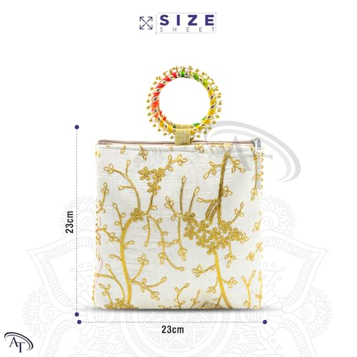 Image of Women Potli Bags Pack of 18 | Gifting Potli with Zip & Bangle Handle | Traditional Shagun Return Gifts Potli for Mehandi, Haldi, Baby Shower, Wedding, Sangeet (Embroidered)