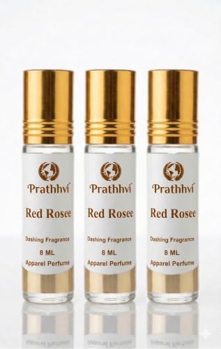 Image of Red Rosee Attar Roll-On Perfume Oil 8 ml x 3 | Alcohol Free | Long Lasting Rich Fragrance | Men & Women | Pocket Size Travel Friendly Roll On | Daily Wear Fragrance - Pack of 3