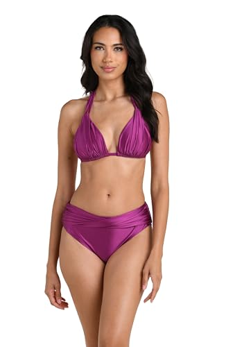 La Blanca Women's Halter Bikini Swimsuit Top, Berry, 14