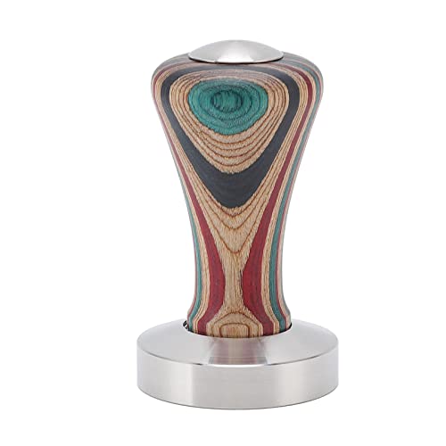 Coffee Tamper - 304 Stainless Steel Flat Base Coffee Hand Tamper with Color Walnut Wood Handle for Coffee Machines, Fast and Uniform Filling and Flattening, Detachable Design(51mm)