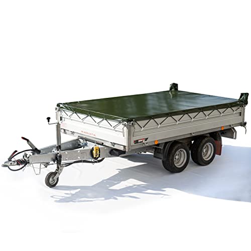 Plane - Abdeckplane für Pongratz Kipper Anhänger 230 x 157 x 0.05 x 0.20 Wasserfeste Anhängerplane mit viel Zubehör - Premium Anhänger Abdeckung - 680 gr/m²