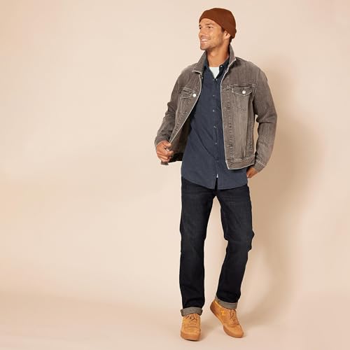 Amazon Essentials Men's Regular-Fit Long-Sleeve Two-Pocket Flannel Shirt, Dark Denim, XL - Image 5