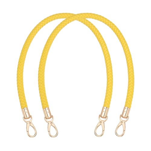 Poignées de sac à main tressées en cuir PU jaune 60 cm PATIKIL avec boucles dorées