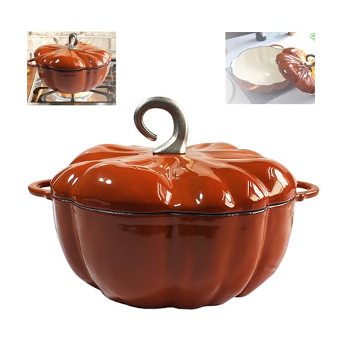 Kürbis Eintopf für Küche Kasserolle Emailletopf: Antihaftbes Pfanne Kochtopf in Kürbisform für...