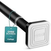 Engelbach® Vorhangstange ohne Bohren - Massiver Karbonstahl (Ø 25mm) für stabilen Halt - Individuell anpassbare Teleskopstange, Gardinenstange ausziehbar, Schwarz, 50-85cm