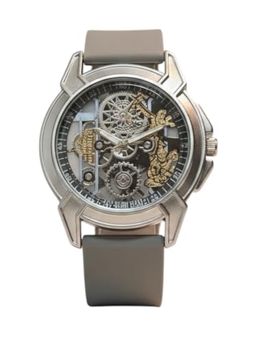 Image of Shree Ram Skeleton Watch, Ayodhya Mandir Theme, Mechanical Look Quartz, Stainless Steel Metal Bracelet, Round Dial with Deity Engraving for Man and Boyes