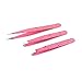 AAProTools Eyebrow Tweezer Set,3 Pcs Premium Stainless Steel Eyebrow Tweezers with Pouch,Tweezers Set with Slant, Straight and Pointed Tips - Precision Calibrated - (Pink & Black)