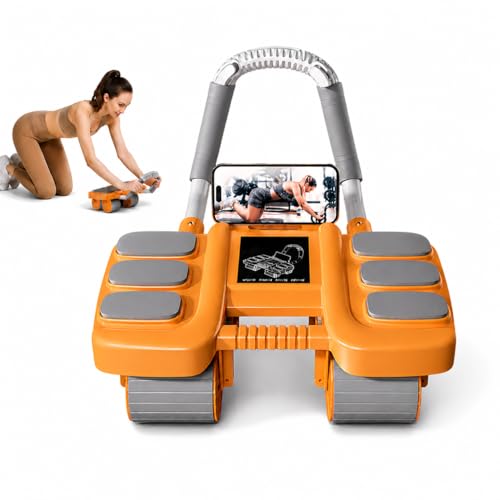 Entrenador de núcleo de 4 ruedas con rebote automático y soporte para teléfono móvil
