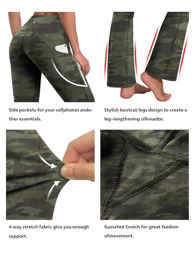Image of BUBBLELIME Women Out Pockets High Waist Bootlegs Tummy Control Yoga Flared
