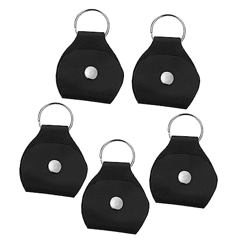 BESPORTBLE 1set Portable Pu Leather Guitar Picks Case with Key Ring Stylish Storage Bag for Guitar Picks and Accessories Present for Musicians Lightweight and Convenient Design 5pcs
