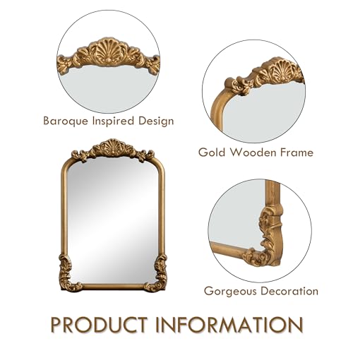 Image of Vintage Small Vanity Gold 8x12 Antique Table Desk Mirror with Stand