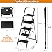 JungleA Step Ladder 4 Step Folding with Tool Tray, Wide Non-Slip Pedal and Sturdy Steel Construction Step Stool, 330 lbs Portable Ladders for Home, Attic, Office & Garage, Black