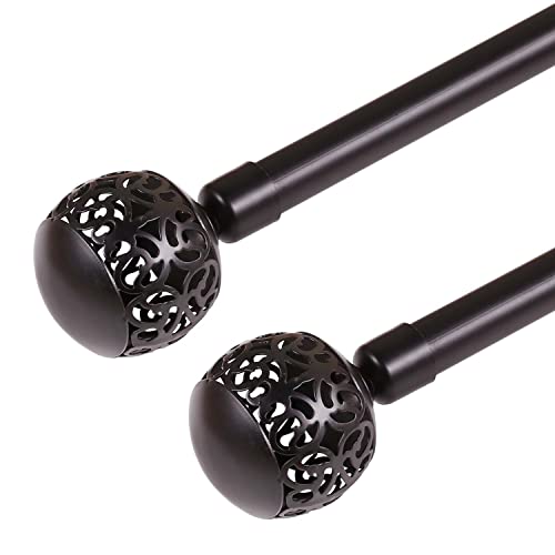 Decorative Curtain Rods For Windows Adjusts Rod Length 48 To 84 Inch Window Treatment Single Rod Set With Classic Finial 3/4 Inch Diameter, Bronze, 2 Pack #TOP2