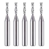 SpeTool 5PCS Down Cut Spiral Router Bit Set 1/4' Shank with 1/8' Cutting Diameter, Carbide CNC Bits for Wood Cutter Milling