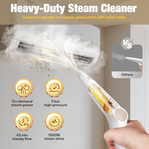 Newbealer Heavy-Duty Steam Cleaner for Home, Stainless Steel Boiler, 12-Piece Accessory Kit, Max 5 Bar Pressure, Multi-Purpose Steamer for Floors, Cars, Furniture, Tiles, and More by Newbealer - Image 2