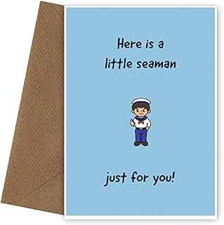Rude Birthday Cards for Men and Women - Little Seaman - Cheeky Bday Card for him her gay lesbian - A Funny Boyfriend Birthday Card 30th 40th 50th or Dirty Valentines Cards for Her - Naughty Humour