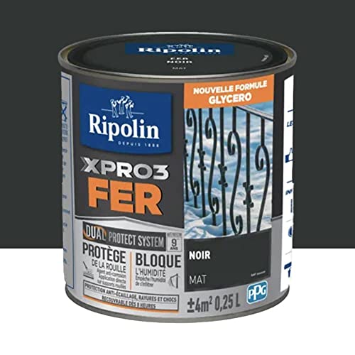 RIPOLIN Peinture fer glycéro XPRO3 Fer Mat Noir 0,5 L