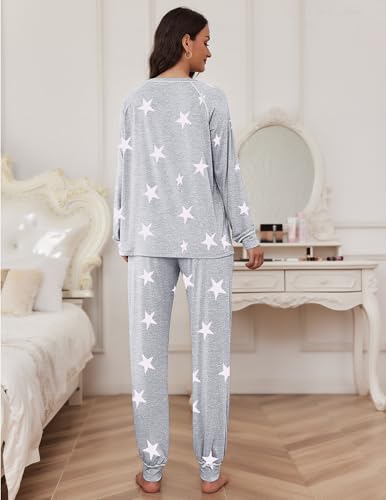 Image of Ekouaer Pajamas Set for Women Soft Comfy Pjs Sets Long Sleeve Sleepwear Loungewear S-XXL