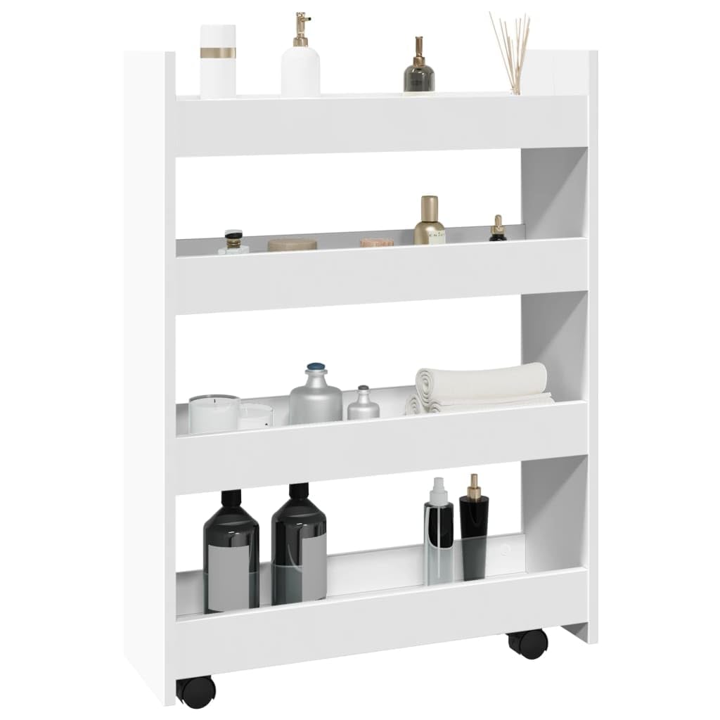 vidaXL Carrito de almacenaje Estrecho de 4 Niveles de Madera de ingeniería Blanca