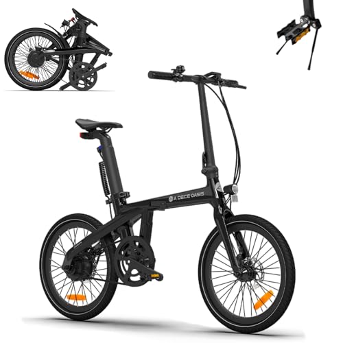 Bicicleta Eléctrica Plegable Ado AirCarbon de 20 Pulgadas para Adultos, Ultraligera 14,5 kg, Transmisión por Correa, Motor Bafang, Modos Eco y Sport, GPS, LCD, Autonomía de Hhasta 100 km (Gris)