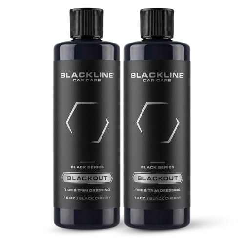 Image of Blackline Car Care - Blackout Trim & Tire Dressing - Best Tire Shine No Sling Formula - Water Based Protection for Car Tires & Trim - Safe for Cars, Trucks, SUVs & More - 16 fl oz (Pack of 2)