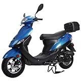 X-PRO Maui 50cc Moped Scooter Gas Moped Scooter Motorcycle 50cc Adult Scooter Aluminum Wheels(Blue)