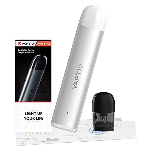 VAPTIO Airgo Stick Kit Vape Pen 350mAh Akku 11W Einfaches Pod-Kit mit 1,0ohm Pod,No E Liquid No Nicotine(Weiß) VAPTIO Airgo Stick Kit Vape Pen 350mAh Akku 11W Einfaches Pod-Kit mit 1,0ohm Pod,No E Liquid No Nicotine(Weiß)