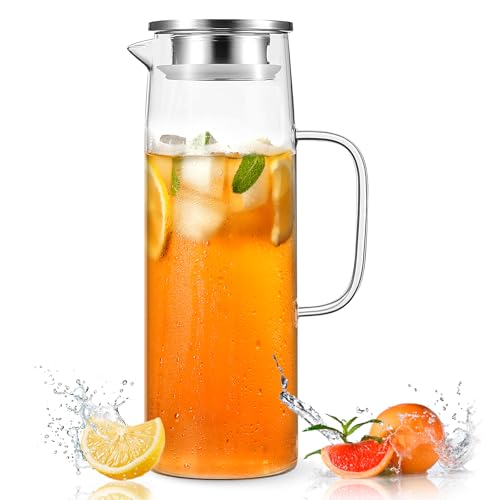 1.5L Wasserkaraffe, Karaffe mit Deckel - Wasserkrug für...