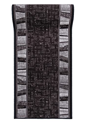 Mazovia Alfombra de Pasillo Larga - Alfombra Antideslizante Moderno Motivo Geométrico - Pelo Corto - Alfombras de Pasillo por Metros - Alfombras para Pasillos Largos - Gris - 67 x 475 cm Cover