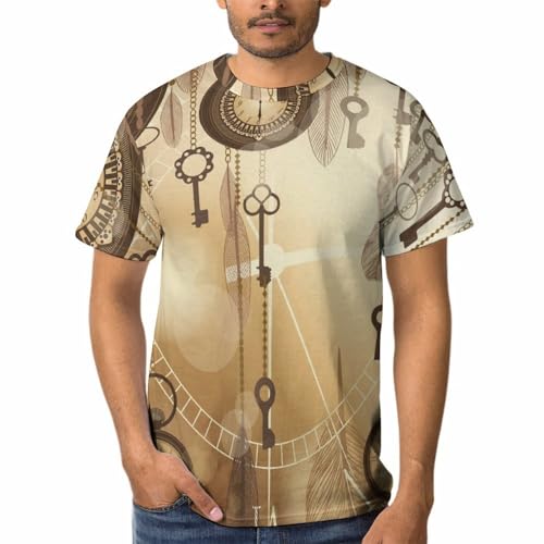 T-Shirt Horloge Vintage Homme à Col Rond et Manches Courtes