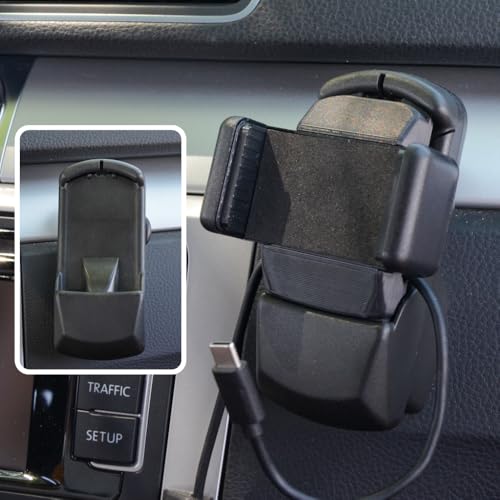 Support de téléphone Portable VW | Préparation du Mobile | Câble de Charge USB-C | Compatible avec VW Passat, Golf, Touran, Polo, Tiguan et T5 (2003-2014)