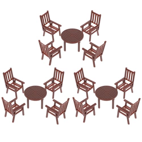 Mini chaises de table marron 3x3cm pour maison de poupée et diorama
